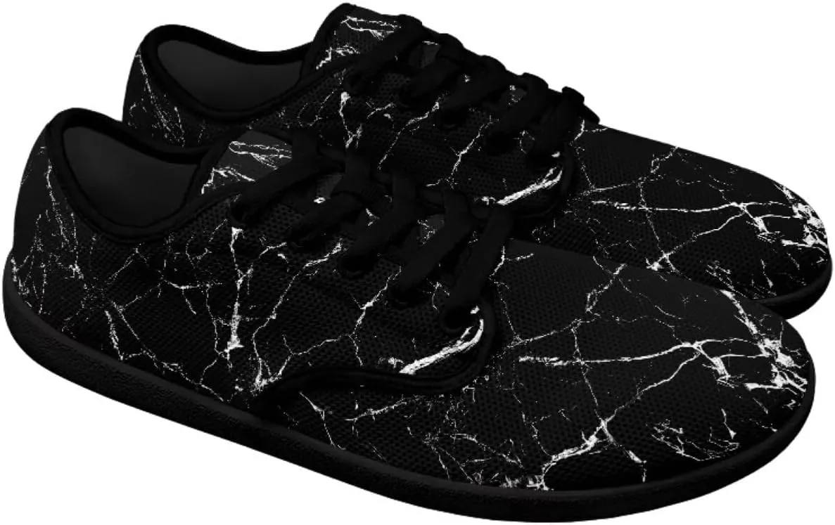 Howilath Marble Print Women Barefoot Shoes Lace-up Flat Shoes with Anti-Slip Sole Breathable Casual Sport Shoes
