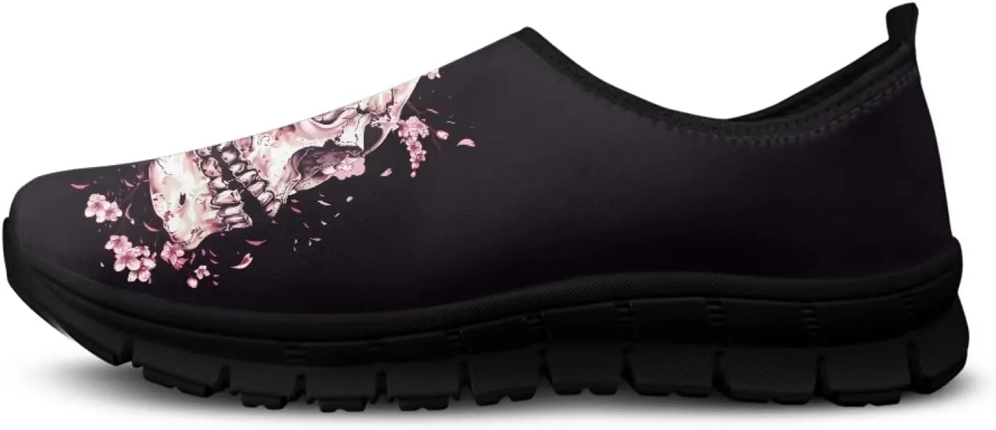 Howilath Skull Print Slip on Shoes for Men Casual House Shoes Running Sneakers Hands Free Shoes with Anti-Slip Sole