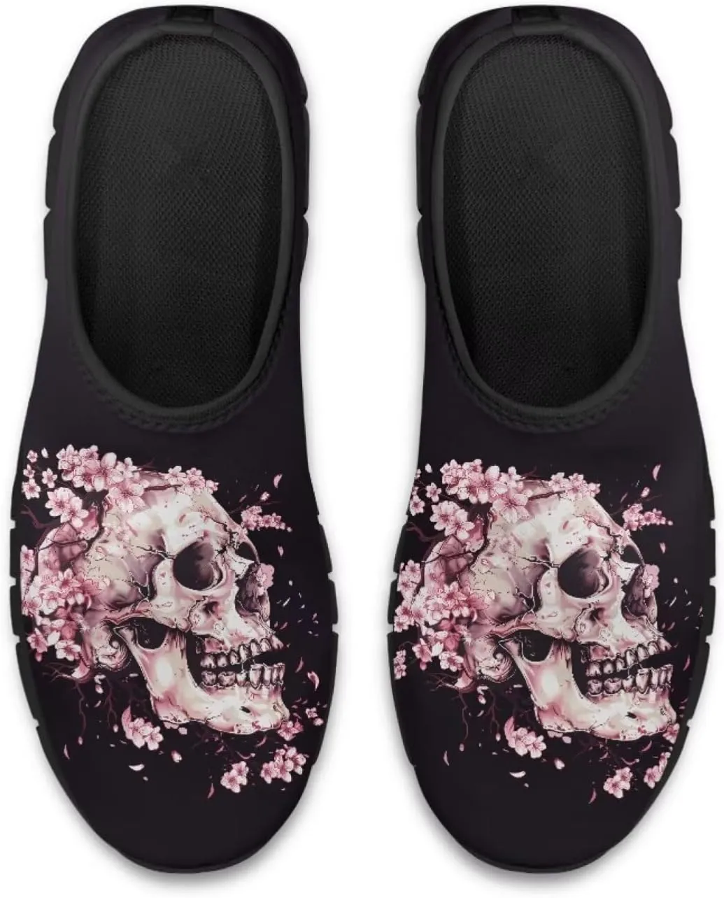 Howilath Skull Print Slip on Shoes for Men Casual House Shoes Running Sneakers Hands Free Shoes with Anti-Slip Sole