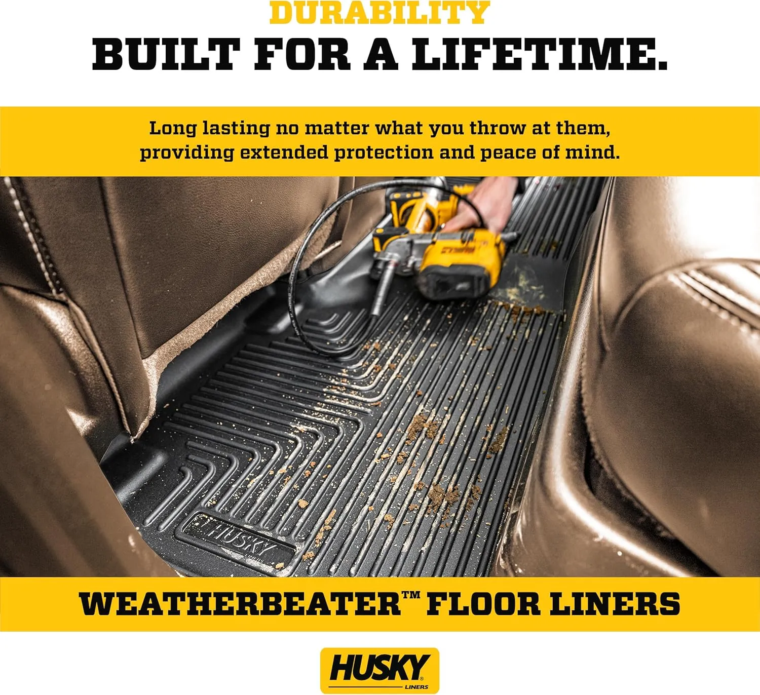 Husky Liners Weatherbeater Floor Mats | Fits 2002-2008 Ram 1500 Crew Cab; 2003-2009 Ram 2500/3500 Crew Cab | Front & 2nd Row, 3-pc Grey - 98032