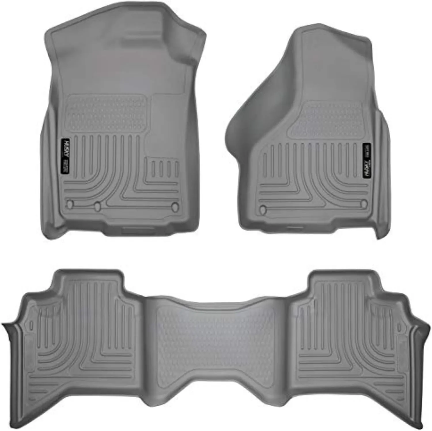Husky Liners Weatherbeater Floor Mats | Fits 2002-2008 Ram 1500 Crew Cab; 2003-2009 Ram 2500/3500 Crew Cab | Front & 2nd Row, 3-pc Grey - 98032