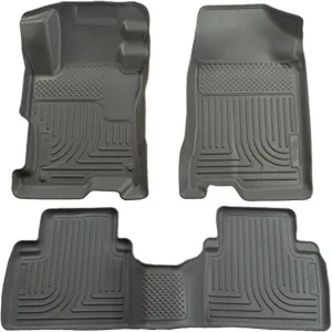 Husky Liners Weatherbeater Floor Mats | Fits 2006-2011 Honda Civic 4-Door | Front & 2nd Row, 3-pc Grey - 98412