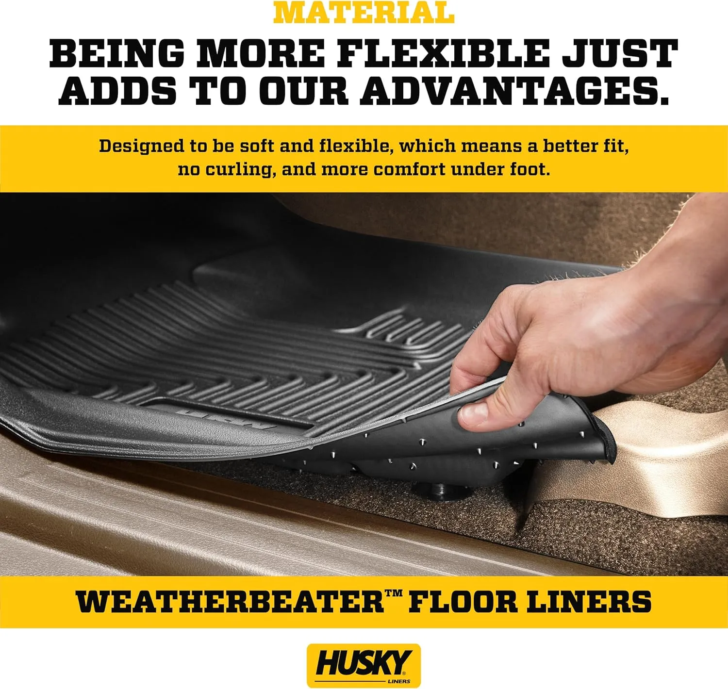 Husky Liners Weatherbeater Floor Mats | Fits 2006-2011 Honda Civic 4-Door | Front & 2nd Row, 3-pc Grey - 98412