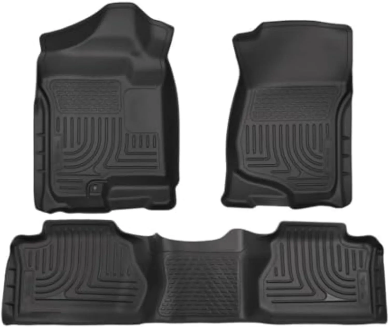 Husky Liners Weatherbeater Floor Mats | Fits 2007-2013 Chevrolet Silverado & GMC Sierra 1500, 2500, 3500 Extended Cab (Footwell Coverage) | Front & 2nd Row, 3-pc Black - 98211