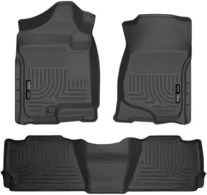 Husky Liners Weatherbeater Floor Mats | Fits 2007-2014 Chevrolet Suburban 1500 & GMC Yukon XL1500; 2007-2013 Cadillac Escalade EXT & Chevrolet Avalanche | Front & 2nd Row, 3-pc Black - 98261