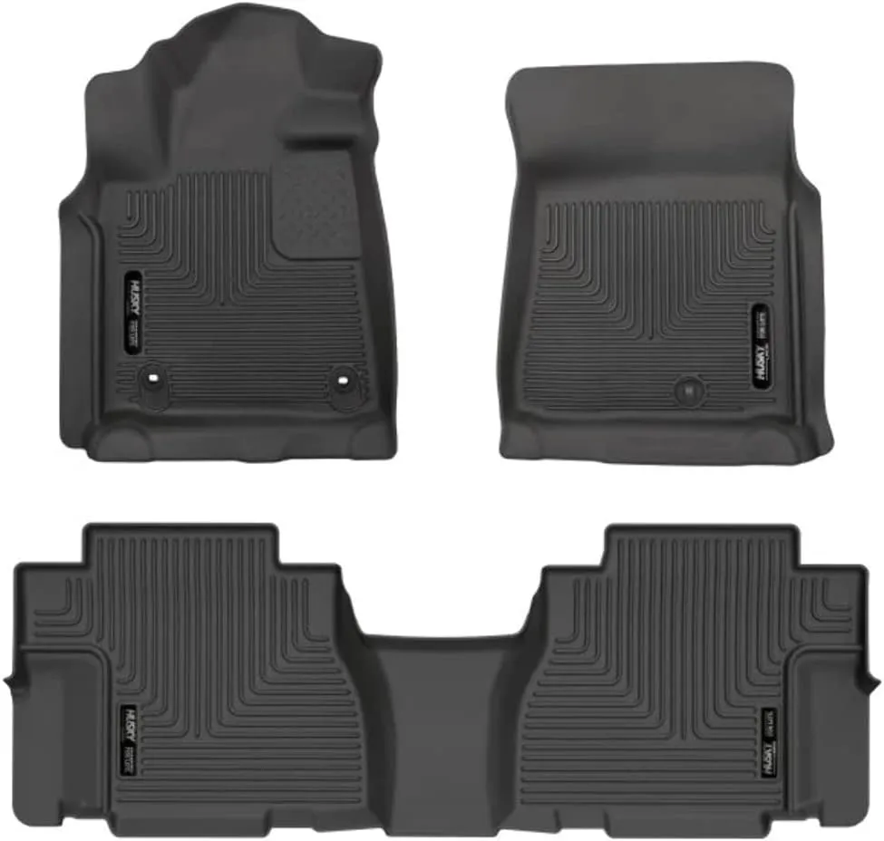Husky Liners Weatherbeater Floor Mats | Fits 2012-2022 Toyota Sequoia | Front & 2nd Row, 3-pc Black - 95101