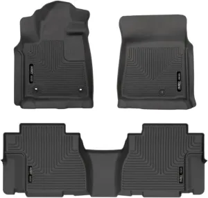 Husky Liners Weatherbeater Floor Mats | Fits 2012-2022 Toyota Sequoia | Front & 2nd Row, 3-pc Black - 95101