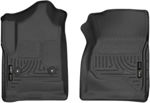 Husky Liners Weatherbeater Floor Mats | Fits 2014-2018 Chevrolet Silverado & GMC Sierra 1500 Standard Cab; 2015-2019 Silverado & Sierra 2500, 3500 Standard Cab | Front Row, 2-pc Black - 18241
