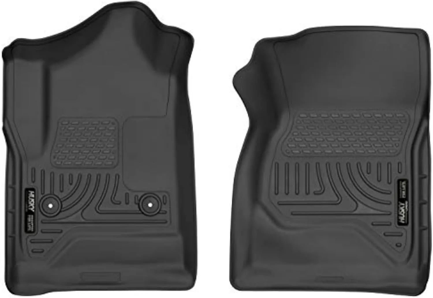 Husky Liners Weatherbeater Floor Mats | Fits 2014-2018 Chevrolet Silverado & GMC Sierra 1500 Standard Cab; 2015-2019 Silverado & Sierra 2500, 3500 Standard Cab | Front Row, 2-pc Black - 18241