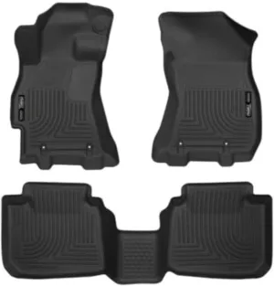 Husky Liners Weatherbeater Floor Mats | Fits 2015-2019 Subaru Legacy & Subaru Outback | Front & 2nd Row, 3-pc Black - 99671