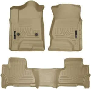 Husky Liners Weatherbeater Floor Mats | Fits 2015-2020 Chevrolet Tahoe & GMC Yukon | Front & 2nd Row, 3-pc Tan - 99203