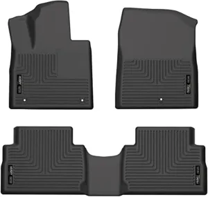 Husky Liners Weatherbeater Floor Mats | Fits 2021-2023 Hyundai Santa Fe | Front & 2nd Row, 3-pc Black - 95881