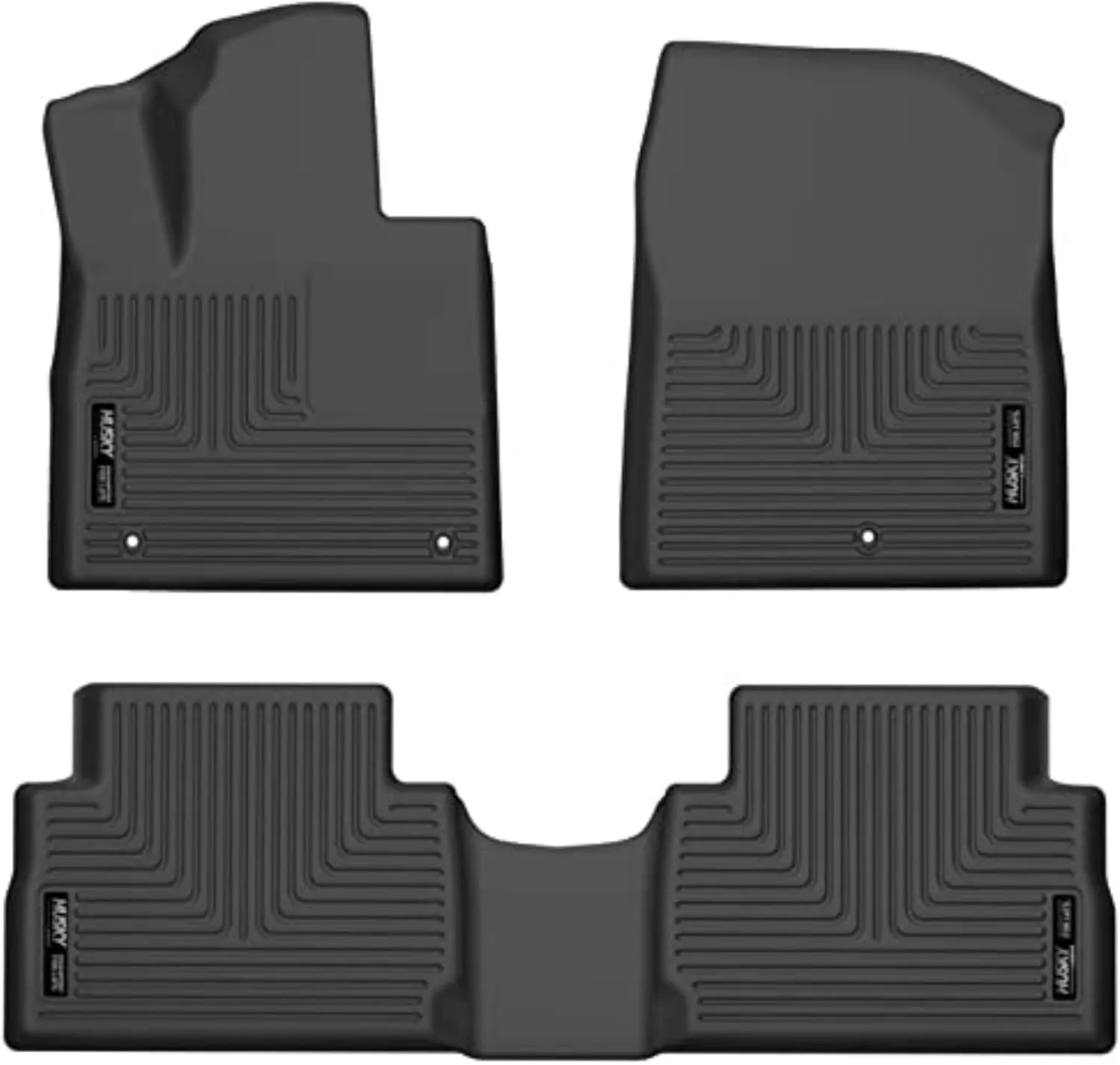 Husky Liners Weatherbeater Floor Mats | Fits 2021-2023 Hyundai Santa Fe | Front & 2nd Row, 3-pc Black - 95881