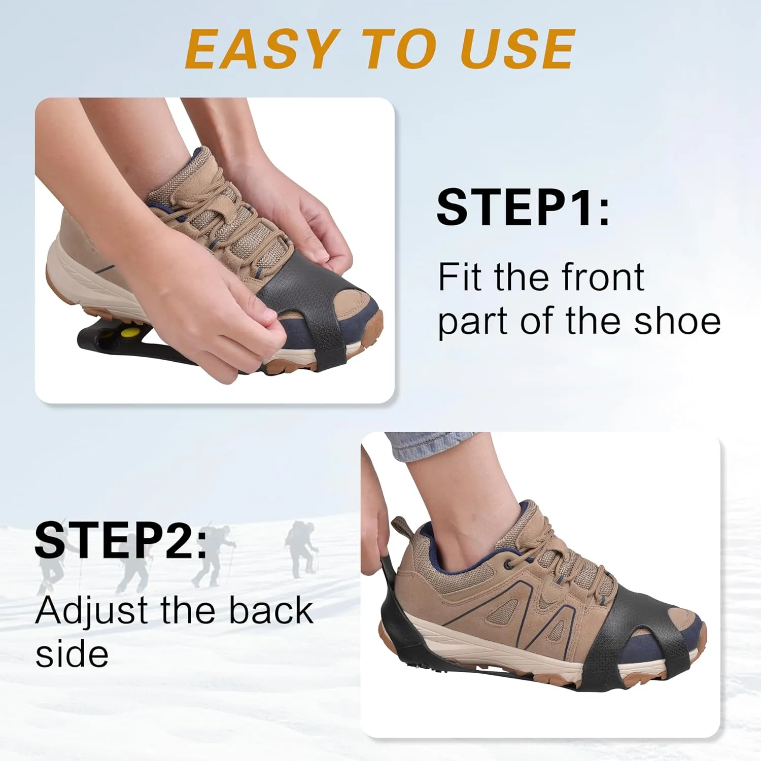 Ice Cleats Snow Traction Cleats for Shoes and Boots,10-Studs Anti-Slip Ice Grippers Rubber Crampons Cleats for Walking on Snow and Ice Slip-on Stretch Overshoe Footwear