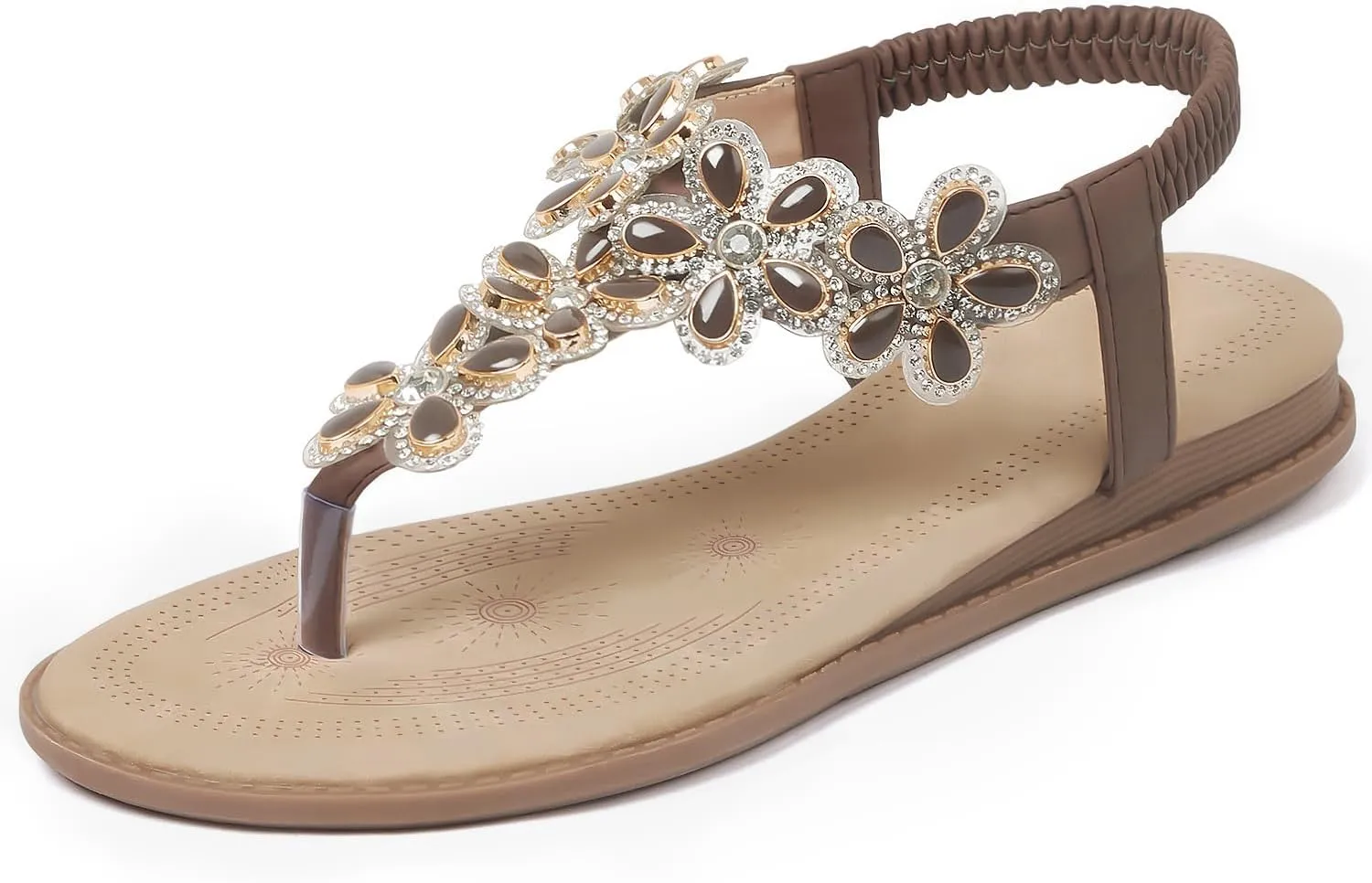 iCKER Women Sandals Rhinestone Dressy Casual Summer flat flip flops Comfortable Sandals