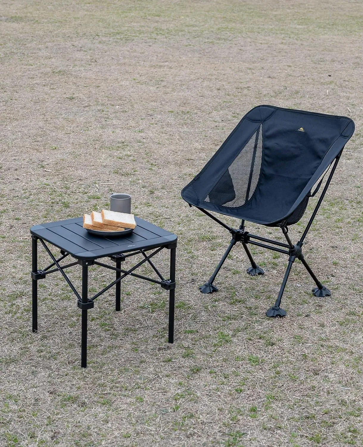 iClimb Lightweight Stable Alu. Folding Square Table Roll Up Top with Carry Bag for Camping Picnic Backyards BBQ Camp Kitchen (Black, S)