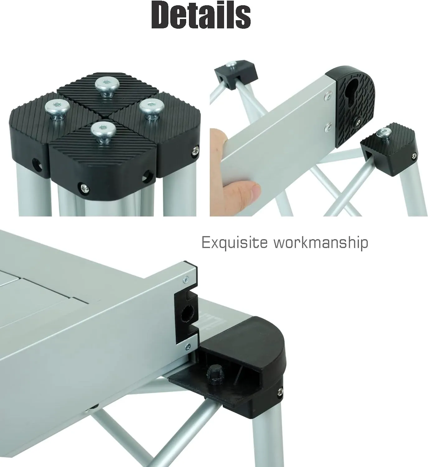 iClimb Lightweight Stable Alu. Folding Square Table Roll Up Top with Carry Bag for Camping Picnic Backyards BBQ Camp Kitchen (Black, S)