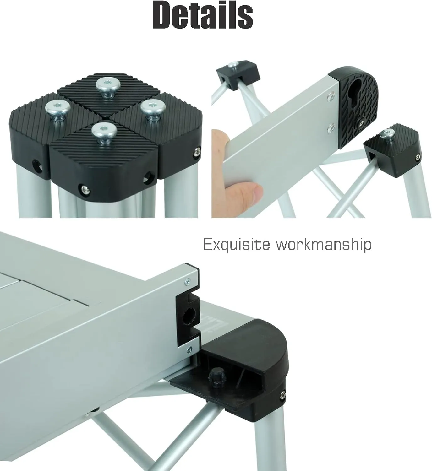 iClimb Lightweight Stable Alu. Folding Square Table Roll Up Top with Carry Bag for Camping Picnic Backyards BBQ Camp Kitchen (Nature, M)