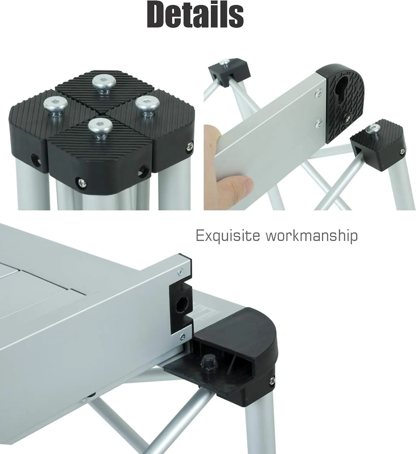 iClimb Lightweight Stable Alu. Folding Square Table Roll Up Top with Carry Bag for Camping Picnic Backyards BBQ Camp Kitchen (Silver, S)