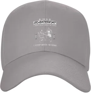 I'm A Barber Funny Tired Hairstylist Pole Cool Vintage Adjustable Gray Curved Bill Baseball Cap Comfortable Breathable Everyday Wear5