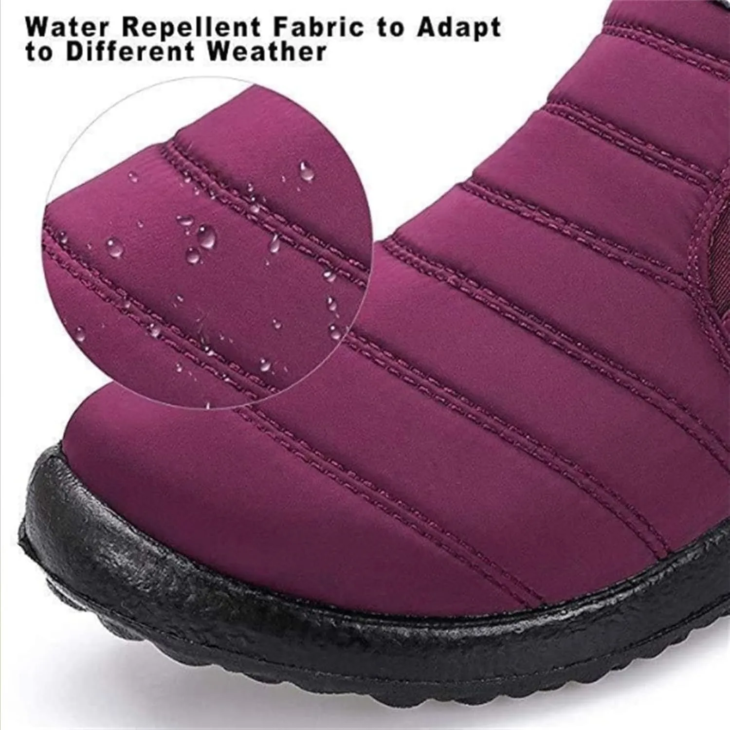 Indicativey Snow Boots Womens Winter Snow Boots Fur Lined Warm Ankle Boots Slip On Outdoor Shoes