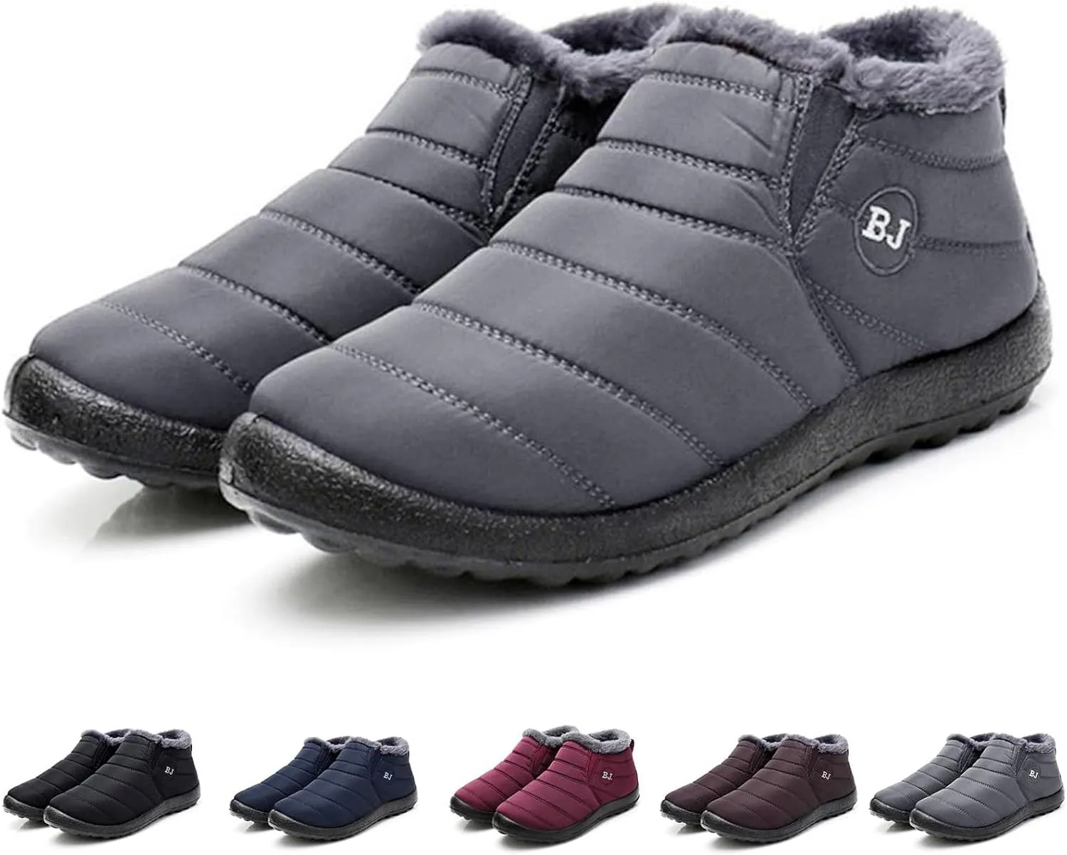Indicativey Snow Boots Womens Winter Snow Boots Fur Lined Warm Ankle Boots Slip On Outdoor Shoes