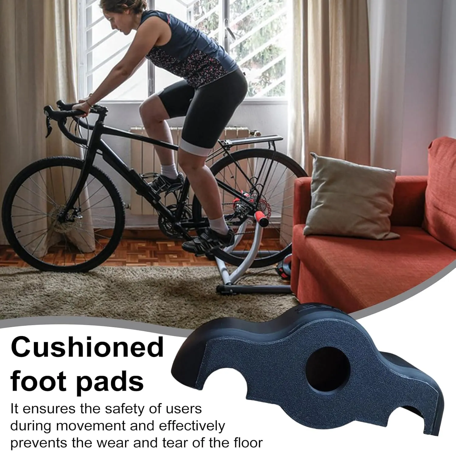 Indoor Bike Trainer Support Accessories, Stationary Bike Stand Core Rocker Feet, Shock Absorbing, Anti-Slip Natural Riding Set for Bicycle Trainer