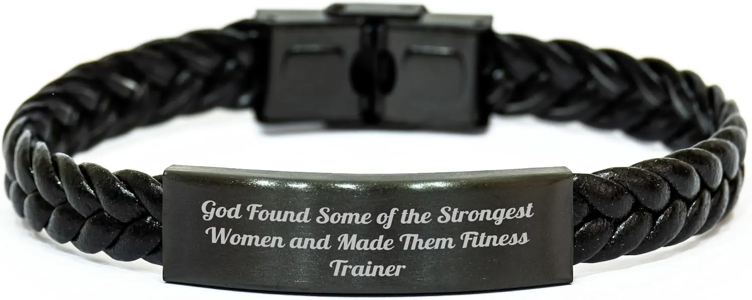 Inspirational Gifts for Fitness Trainers Birthday Presents from Mom Workout Motivation Interlaced Leather Wristband Strong Women Made Fitness Trainers