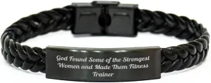 Inspirational Gifts for Fitness Trainers Birthday Presents from Mom Workout Motivation Interlaced Leather Wristband Strong Women Made Fitness Trainers