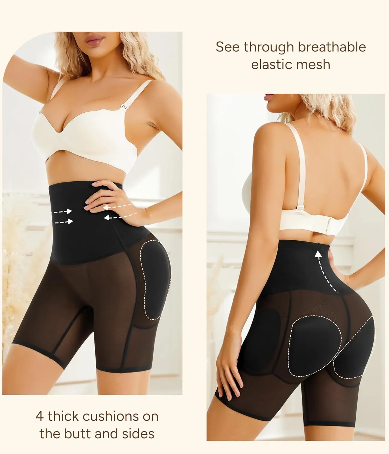 Irisnaya Women Shapewear Control Panties Body Shaper Butt Lifter Padded Hip Enhancer Seamless Underwear Hi- Waist Short