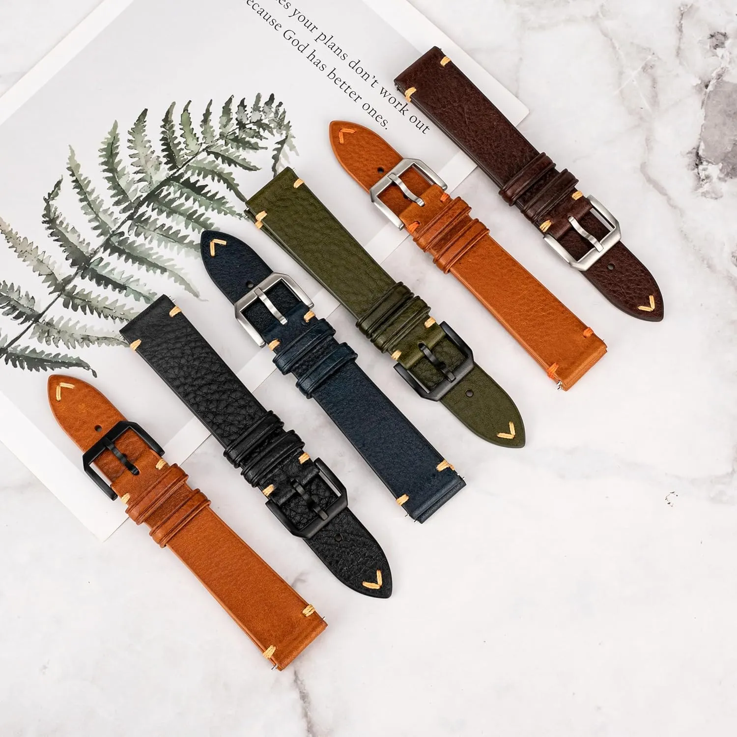 Italian Leather Watch Bands,Top Grain Tuscany Natural Vegetable-Tanned Genuine Leather Watch Straps, Calfskin Watchbands Replacement Strap for Men Women 16mm 18mm 19mm 20mm 21mm 22mm Quick Release