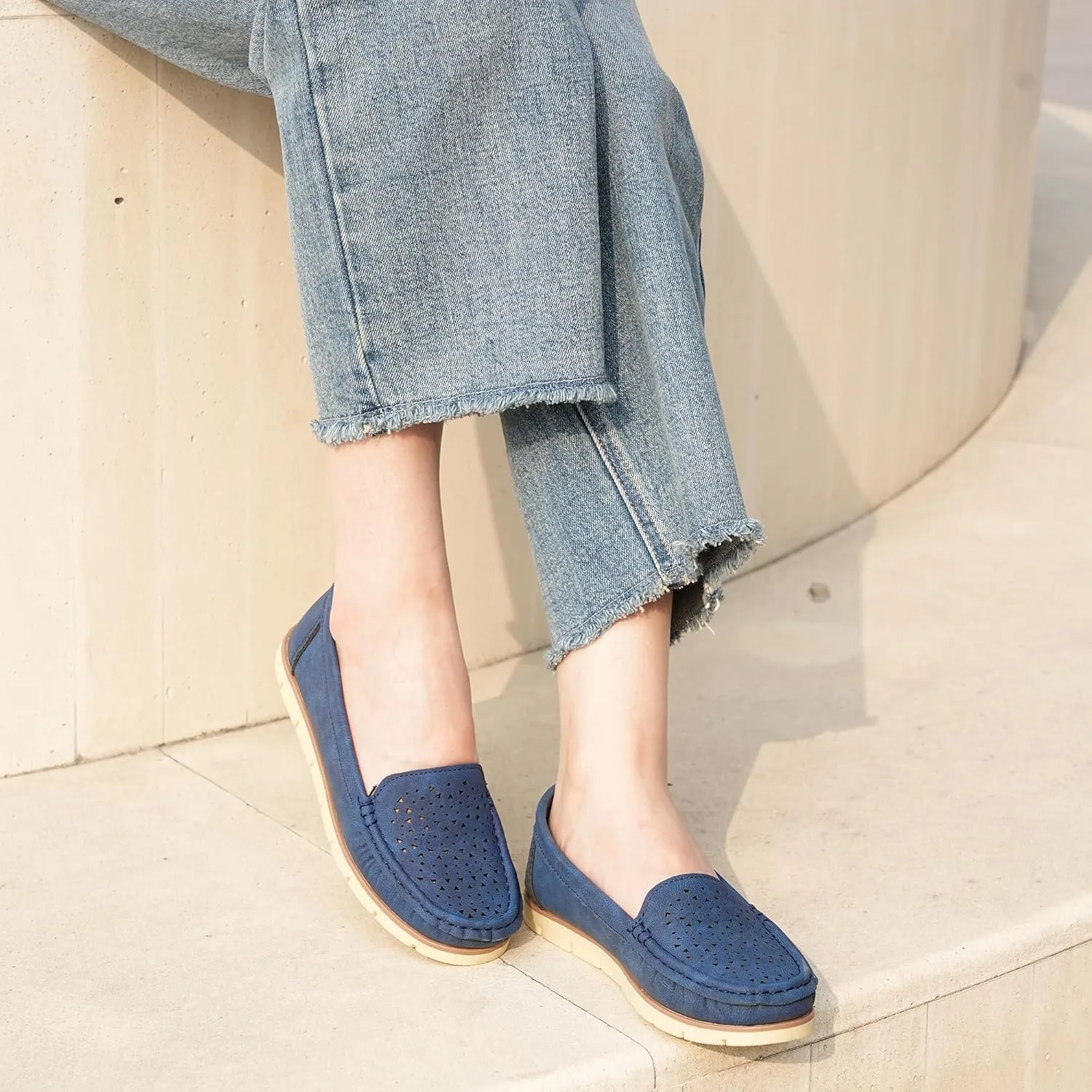JABASIC Womens Penny Loafers Breathable Slip on Flat Shoes Moccasins