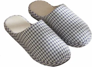 JadeRich Women Men Cotton Memory Foam House Slippers Gingham Plaid Soft Cozy Breathable Non-Slip Checkered Indoor Shoes