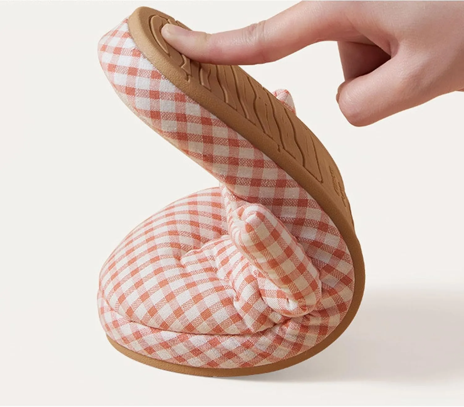 JadeRich Women Men Cotton Memory Foam House Slippers Gingham Plaid Soft Cozy Breathable Non-Slip Indoor Shoes