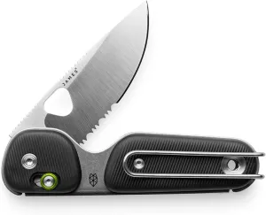 JAMES° The Redstone Folding Pocket Knife, Compact and Lightweight EDC, One-Piece Die-Stamped Chassis, and TJB Slide-Lock Design, 2.5" Stainless Steel Blade, Black Grip