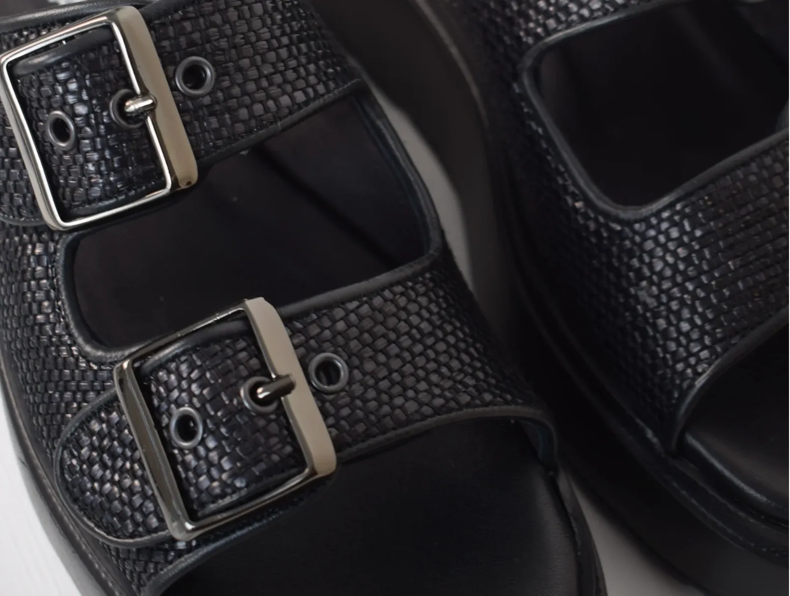 Jane Galland Black Leather Platform Sandals