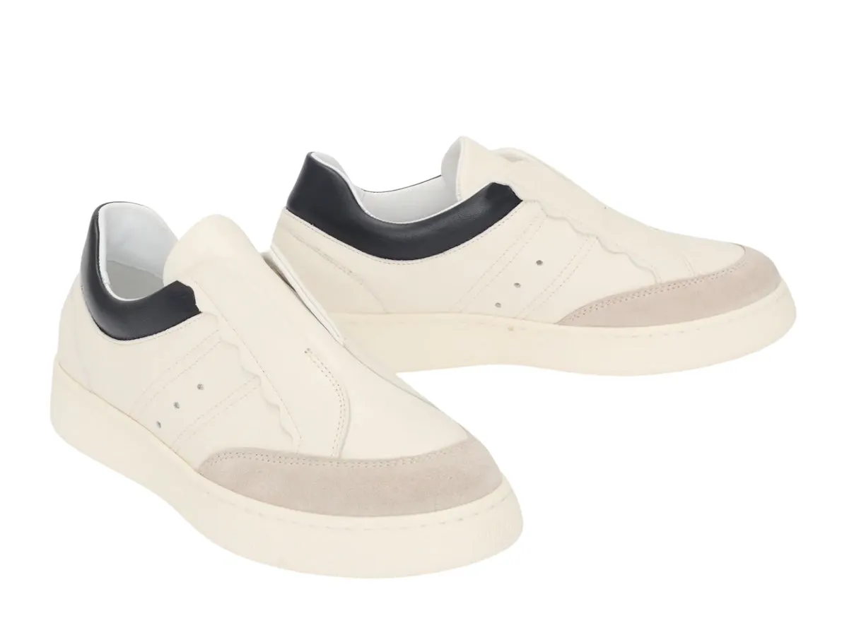 Jane Galland Trainers Mathilde White Leather Laceless