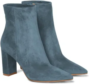 JANSEVEN Women's Heeled Ankle Boots Chunky Block High Heel Booties Pointed Toe Comfortable Sexy Classic Short Boots