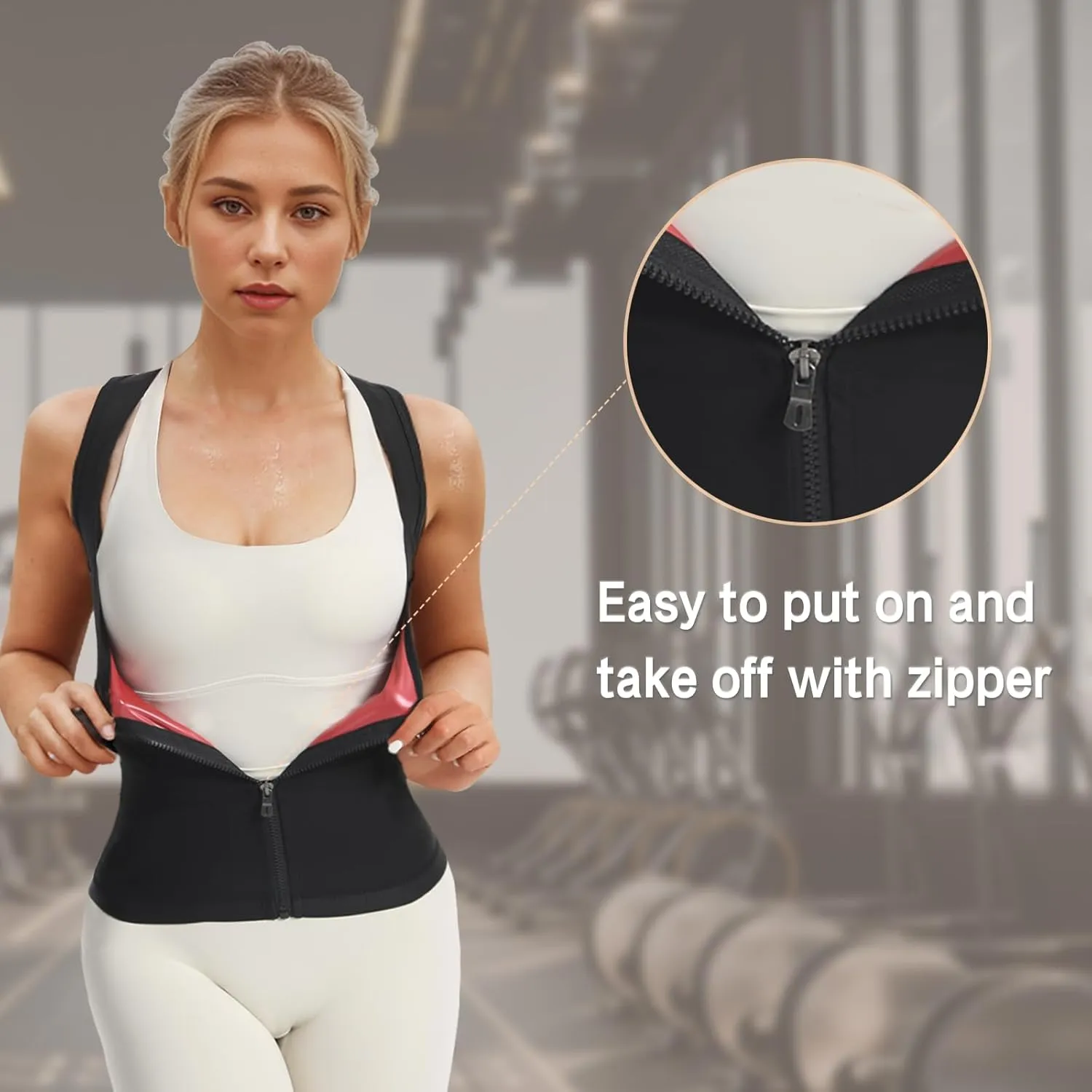JBT Sauna Suit Sweat Vest for Women Weight Loss Waist Trainer Sweatsuit Vest Workout Tank Top Fitness Body Shaper