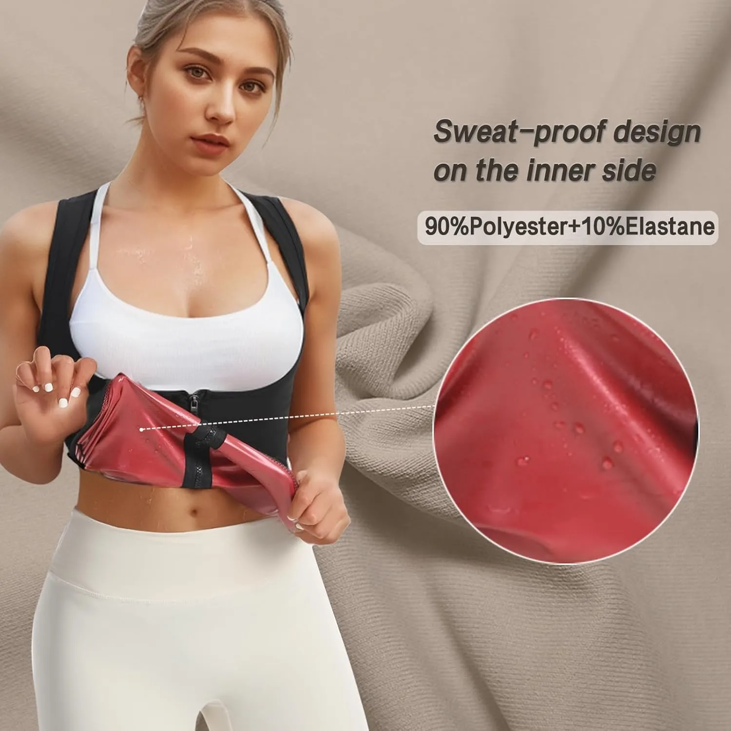 JBT Sauna Suit Sweat Vest for Women Weight Loss Waist Trainer Sweatsuit Vest Workout Tank Top Fitness Body Shaper