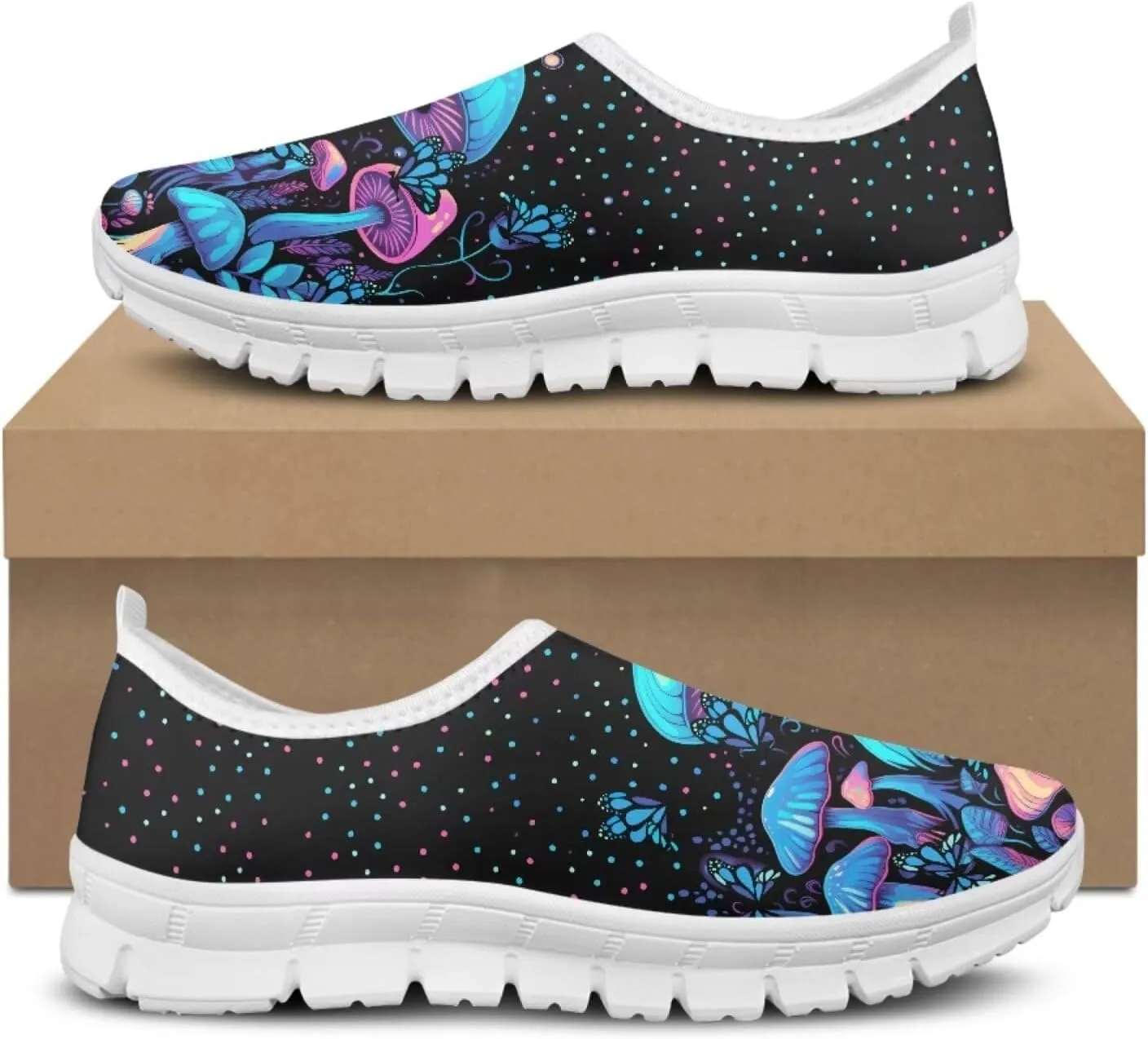 Jeiento Slip-On Loafers for Women Mushroom Walking Flat Shoes Anti-Skid Casual Shoes