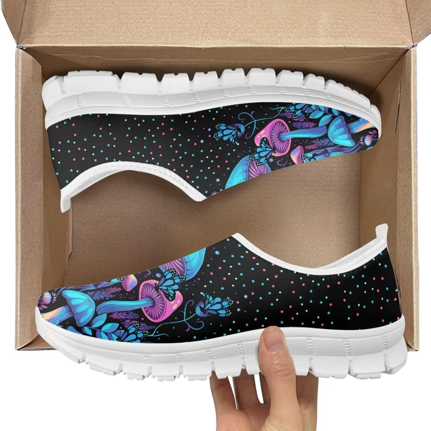 Jeiento Slip-On Loafers for Women Mushroom Walking Flat Shoes Anti-Skid Casual Shoes