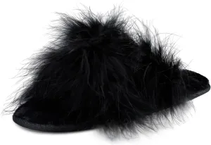 Jessica Simpson Women's Faux Feather Memory Foam Cross Slide Slipper with Anti-Slip Sole