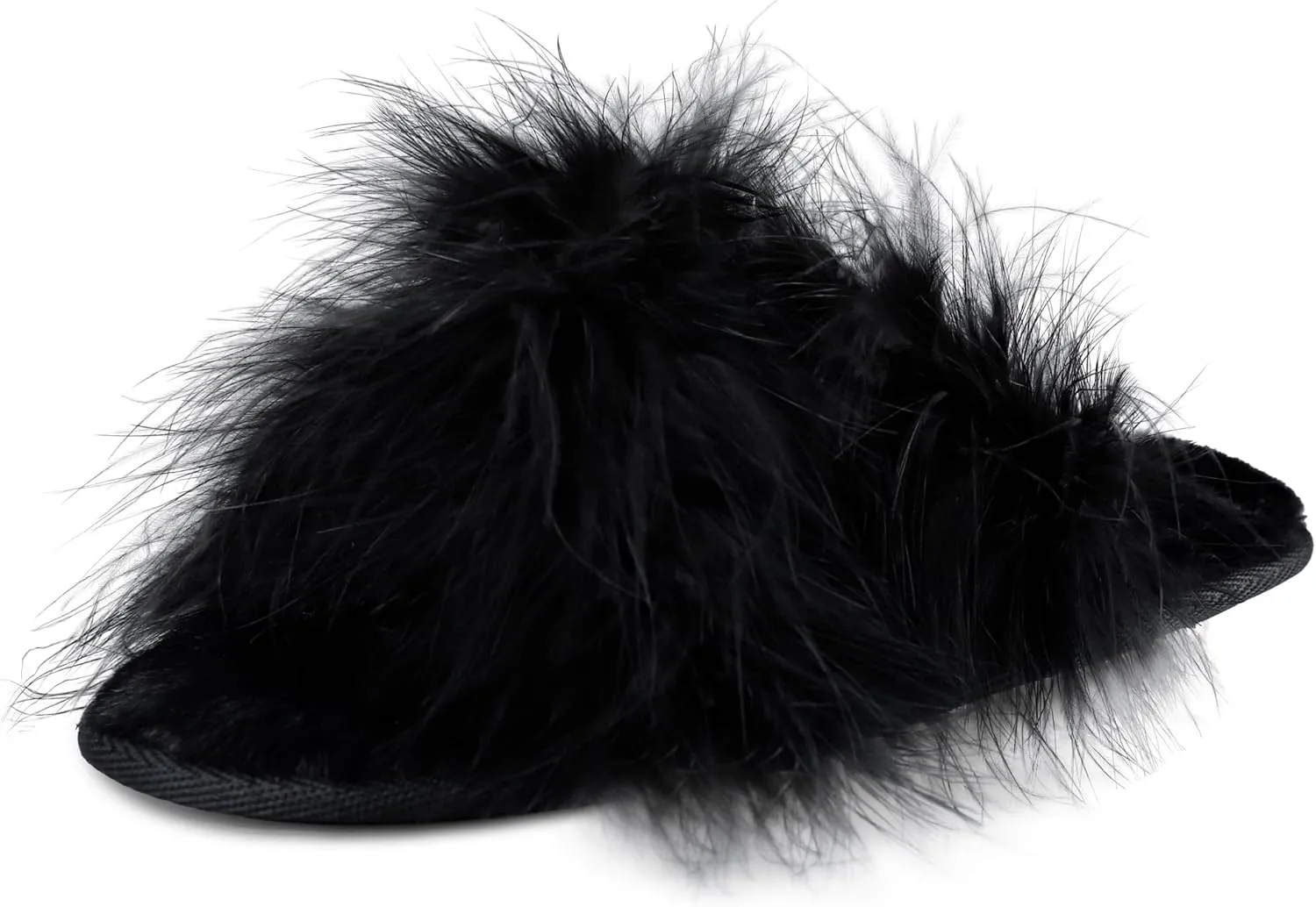Jessica Simpson Women's Faux Feather Memory Foam Cross Slide Slipper with Anti-Slip Sole
