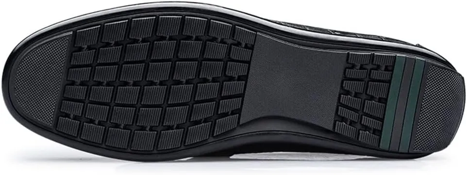 JIADELI Mens Loafers Shoe Round Toe Moccasins Faux Crocodile Print Leather Resistant Anti-Slip Flexible Fashion Slip On