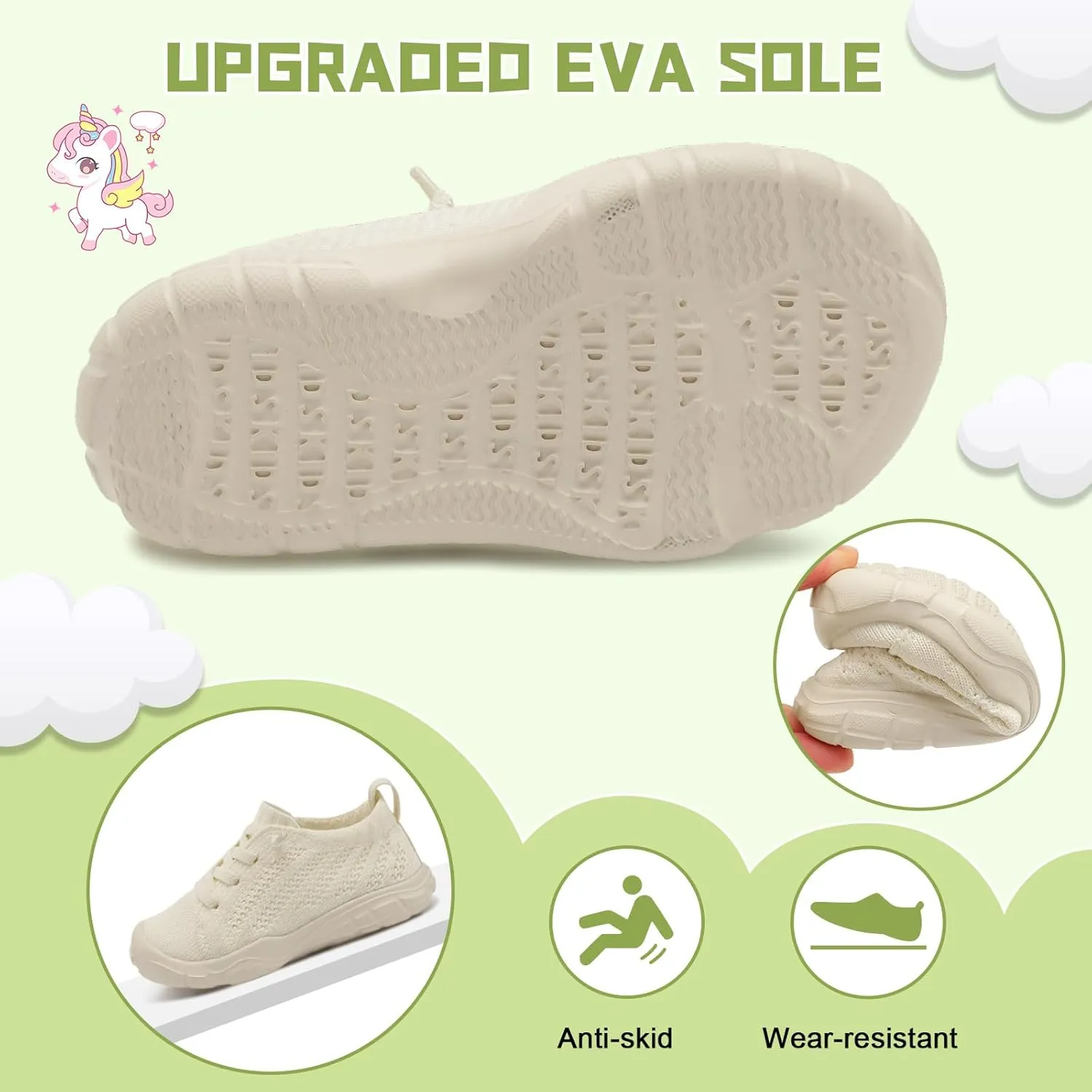 JIASUQI Toddler Shoes for Boys Girls Slip on Sneakers Wide Toe Walking Shoes Toddler Sock Shoes