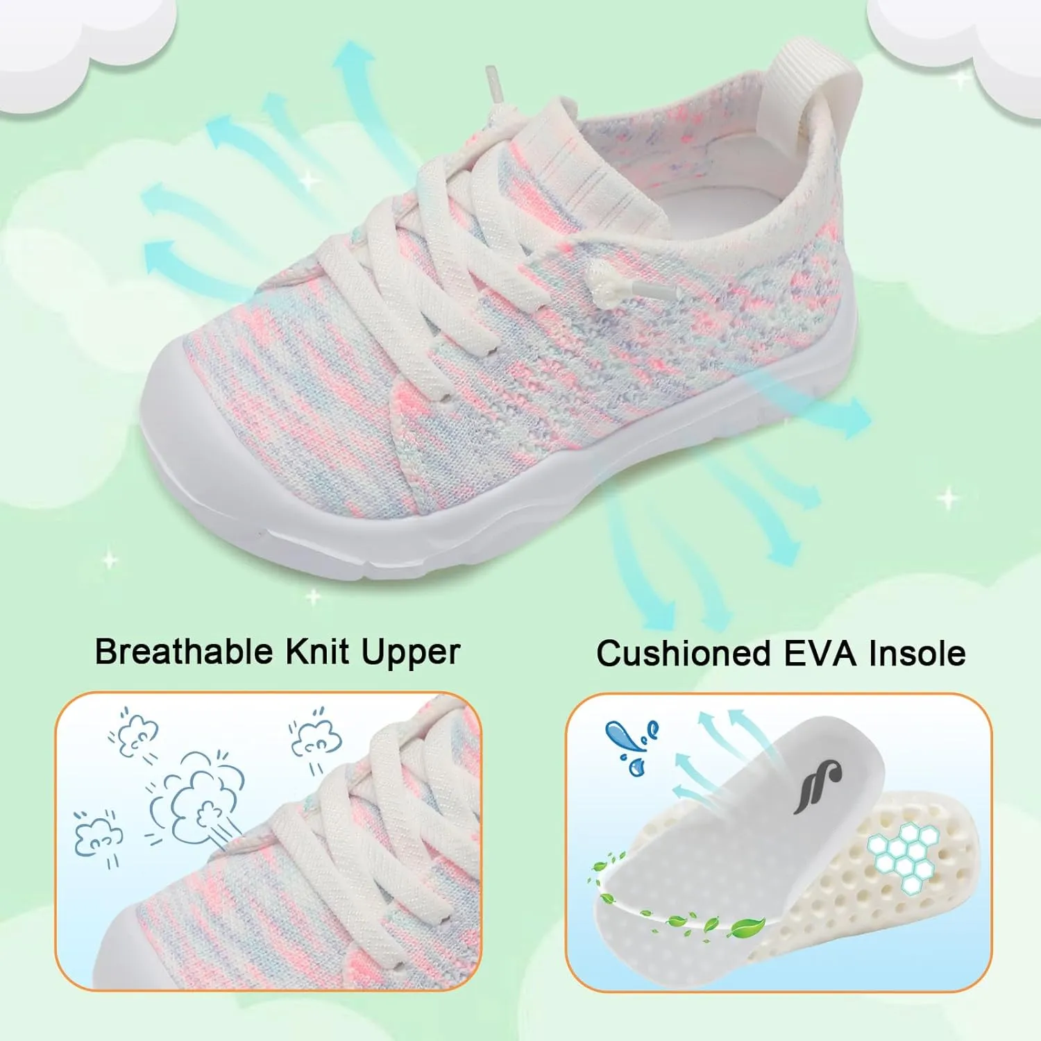 JIASUQI Toddler Shoes for Boys Girls Slip on Sneakers Wide Toe Walking Shoes Toddler Sock Shoes