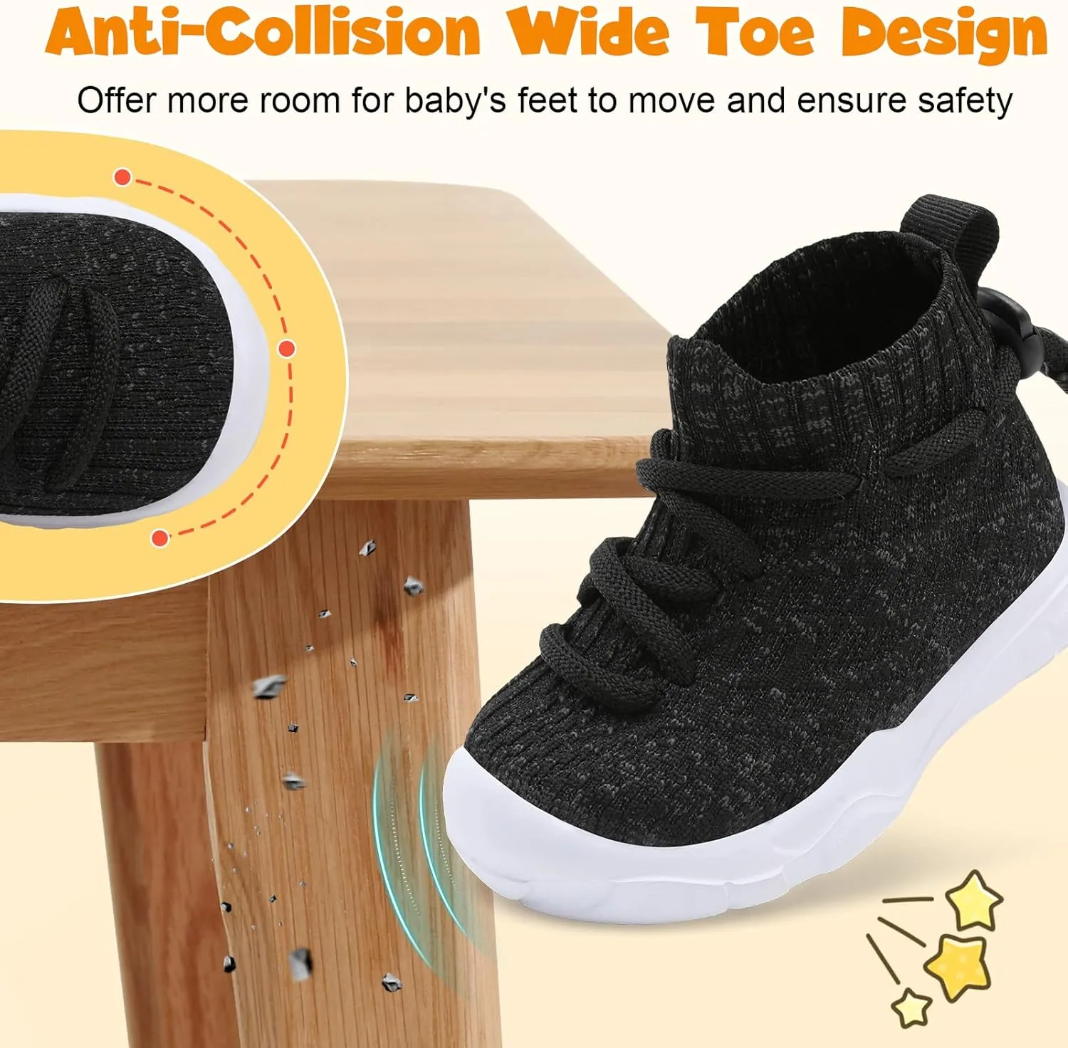 JIASUQI Toddler Shoes High Top Sneakers for Boys Girls Barefoot Wide Walking Tennis Shoes