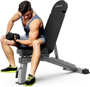 JOROTO Weight Bench, Adjustable Workout Bench Press, Foldable Strength Training Benches for Home Gym Full Body Workout, Incline Decline Flat Utility Workout Bench