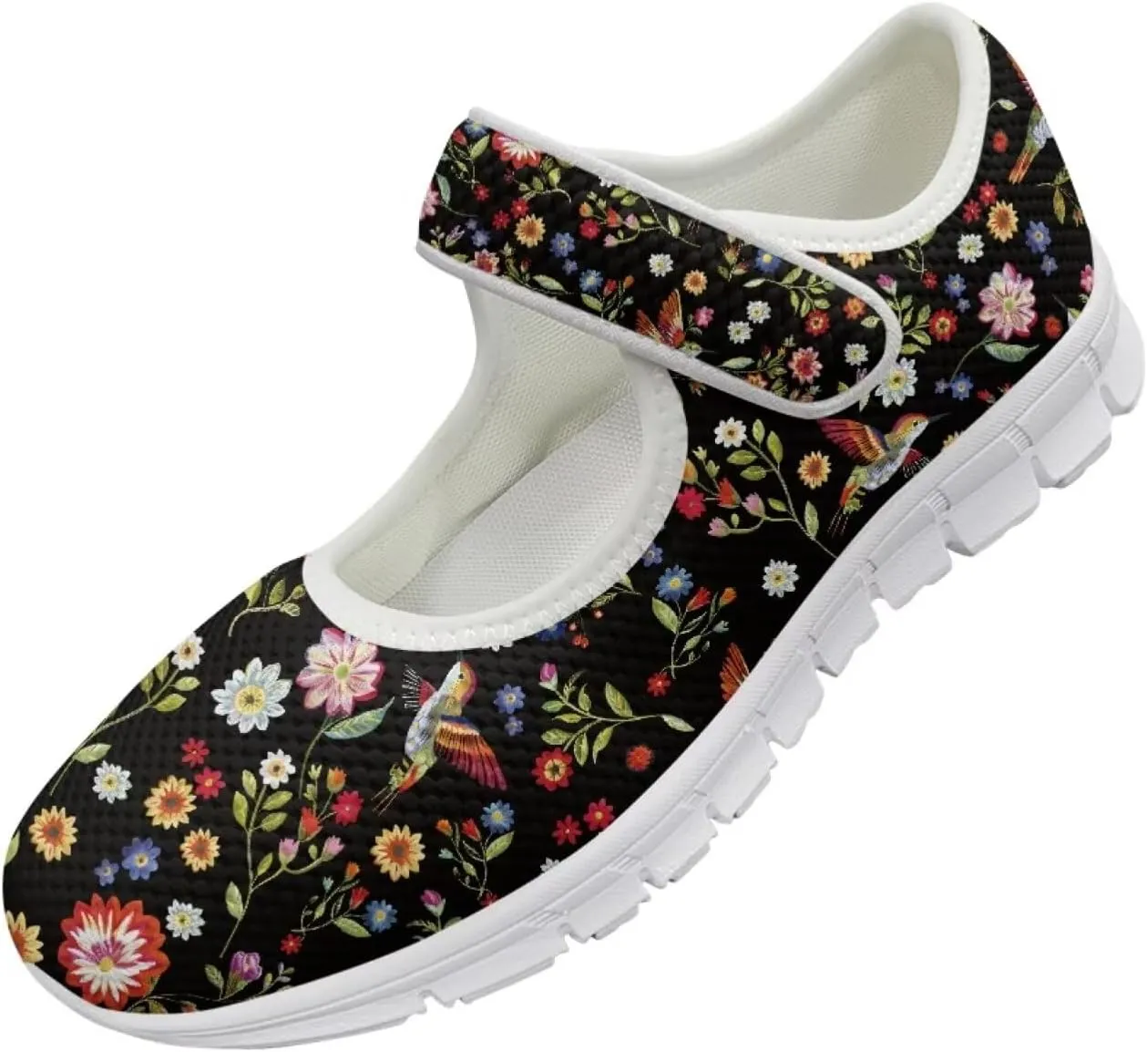 JoyLamoria Women’s Breathable Walking Shoes Trainer Sport Sneakers Adjustable Flats,Tropical Sloth Palm Leaves Print